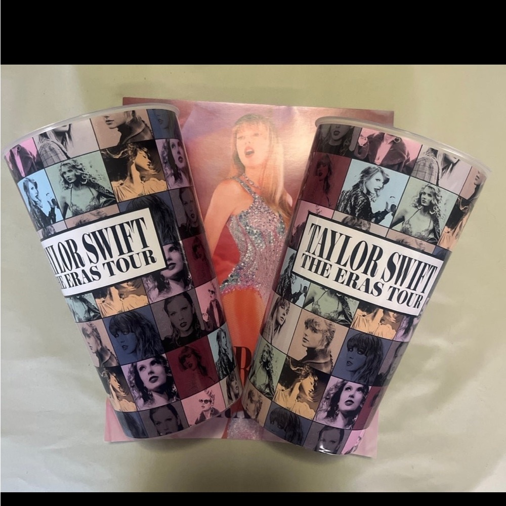 Two AMC exclusive Taylor Swift Eras Tour Cups and Poster